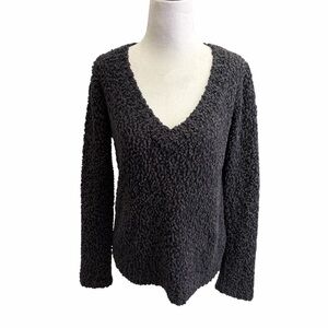 L'Agence Huxley V-Neck Black Textured Sweater Size XS